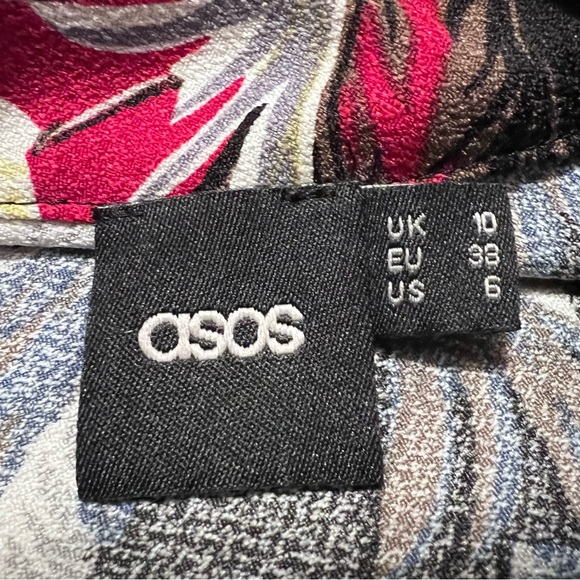 ASOS Womens Color Blocked Hawaiian Geometric Mixed Media Top US Size 6 Pink Blue - Picture 13 of 16